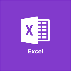 Miniature du logo Excel et son intitulé en blanc sur un fond violet